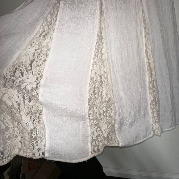 Boho Maxi with Lace Trim Sheer Layered Flowy White Peasant Skirt - Picture 2 of 3